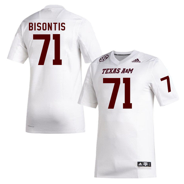 Men #71 Chase Bisontis Texas A&M Aggies College Football Jerseys Stitched Sale-White
